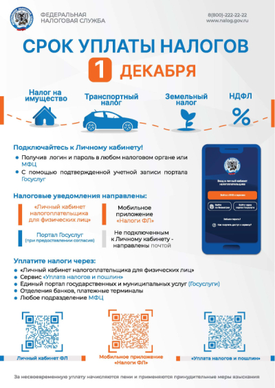 Сроки уплаты налогов